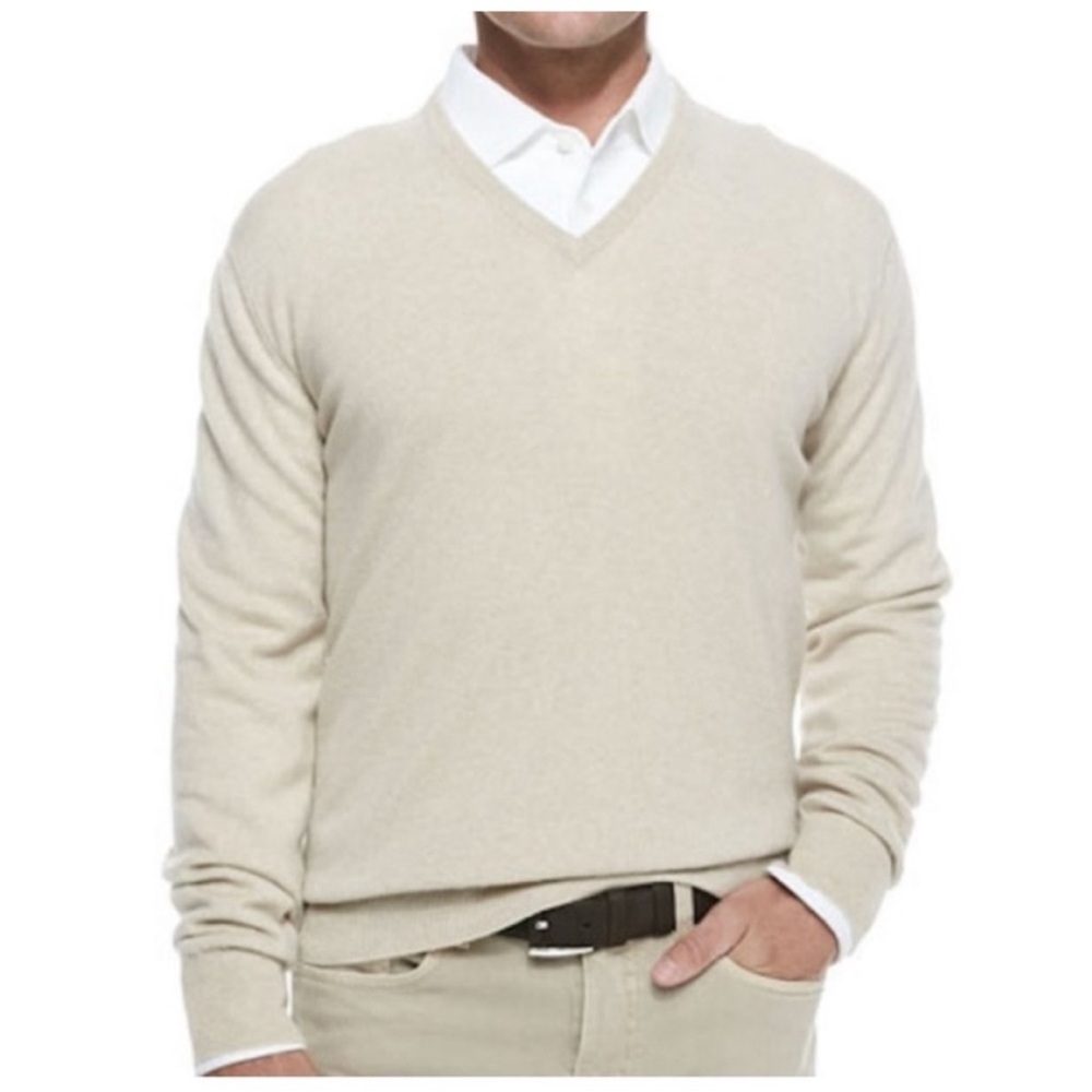 Brooks Brothers Light Tan V-Neck Sweater